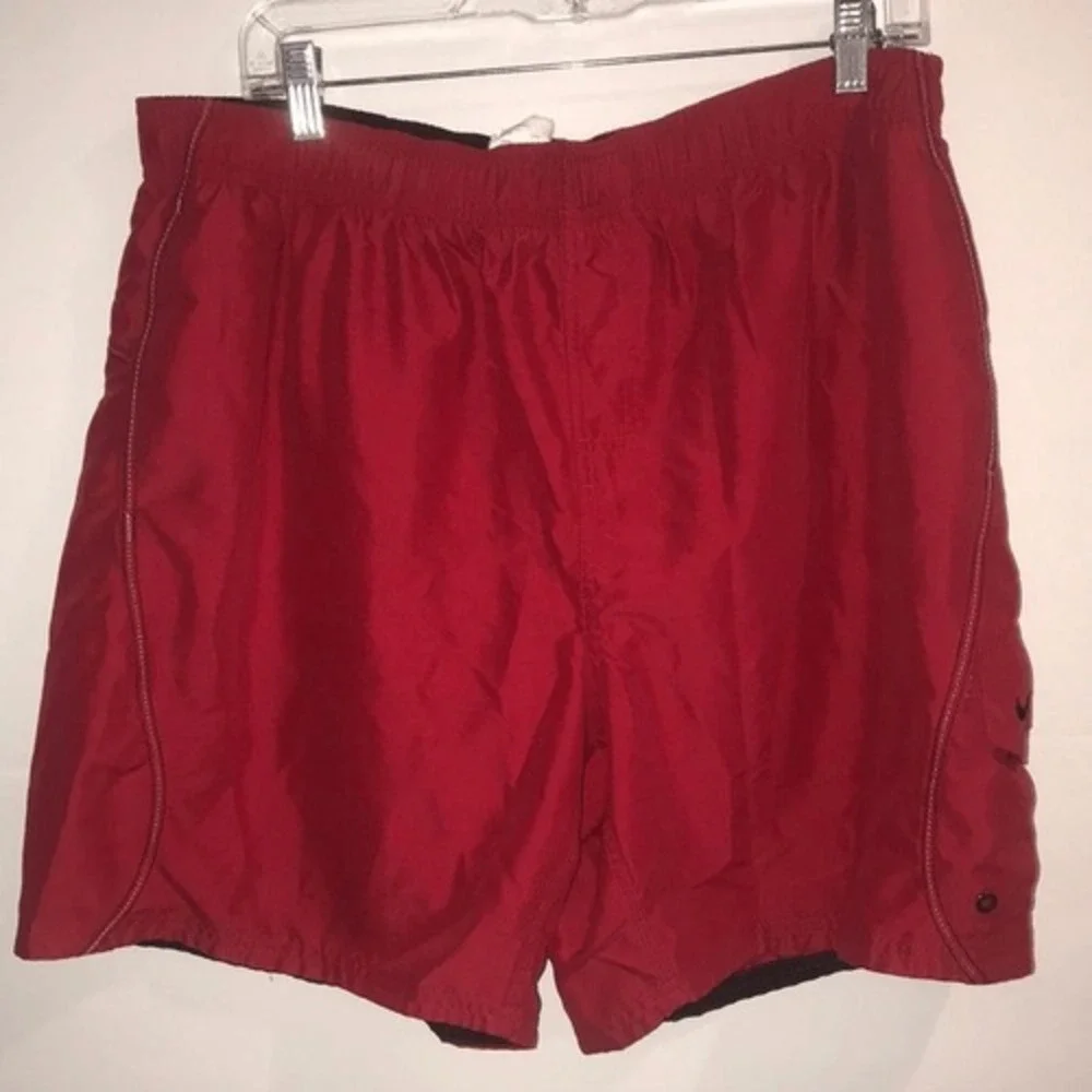 Vintage Nike Men's Quick Dry Elastic Waist Red Swim‎ Trunks Size XL
